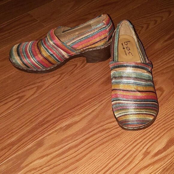 b.o.c. Born Nadiyya Striped Canvas Clogs Size 7.5M - Picture 1 of 8
